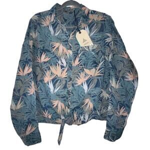 PrAna Womens size small button up floral chambray shirt